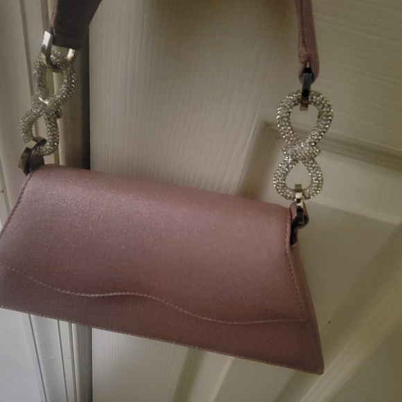 MACH & MACH Glittery Pink Shoulder Bag with Silver Details - Picture 2 of 5